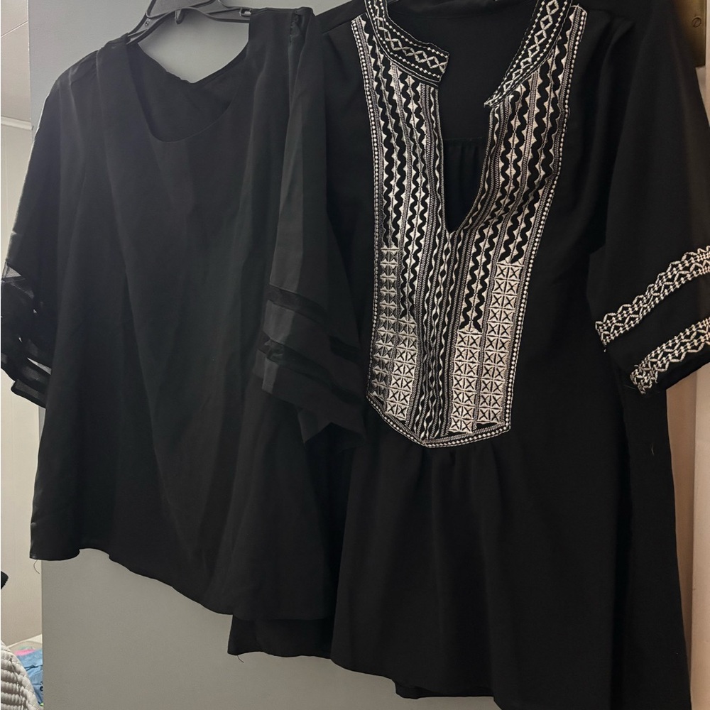 Chic Black Embroidered Women's Blouse